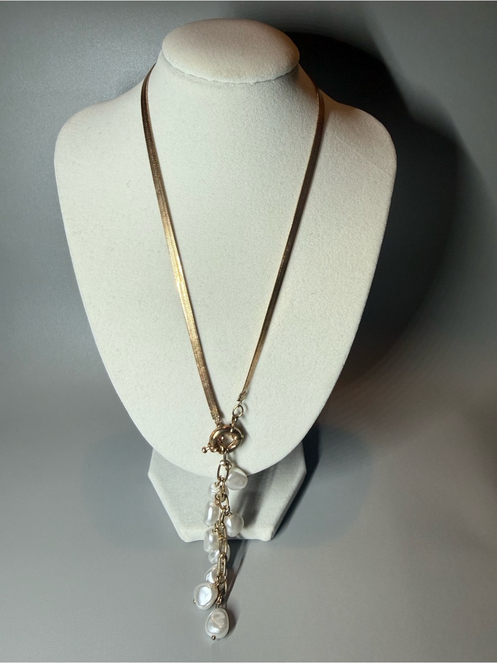 Gold-Tone Pearl Drop Lariat Necklace - Women's Jewelry